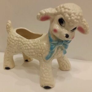 A vintage Lamb Planter ceramic with Blue Scarf